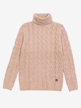 Maglione Collo Alto Tessuto  Ciniglia INVERNALE TRECCIA - GIANNI LUPO - Col. Beige - GL521S