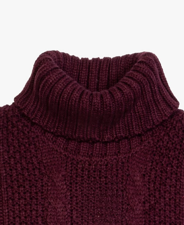 SOLO TG. XL e XXL -Maglione Collo Alto Tessuto INVERNALE TRECCIA - GIANNI LUPO - Col. Bordeaux - BW793