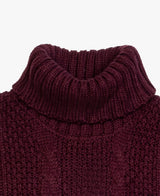 SOLO TG. XL e XXL -Maglione Collo Alto Tessuto INVERNALE TRECCIA - GIANNI LUPO - Col. Bordeaux - BW793