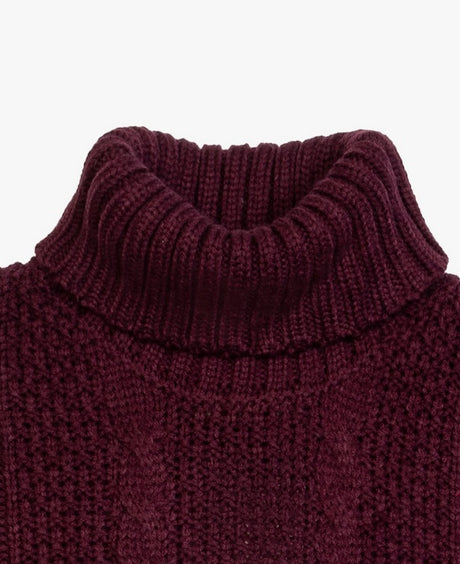 SOLO TG. XL e XXL -Maglione Collo Alto Tessuto INVERNALE TRECCIA - GIANNI LUPO - Col. Bordeaux - BW793