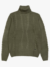 SOLO TG. L - Maglione Collo Alto Tessuto INVERNALE TRECCIA - GIANNI LUPO - Col. SALVIA - BW793