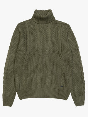 SOLO TG. L - Maglione Collo Alto Tessuto INVERNALE TRECCIA - GIANNI LUPO - Col. SALVIA - BW793