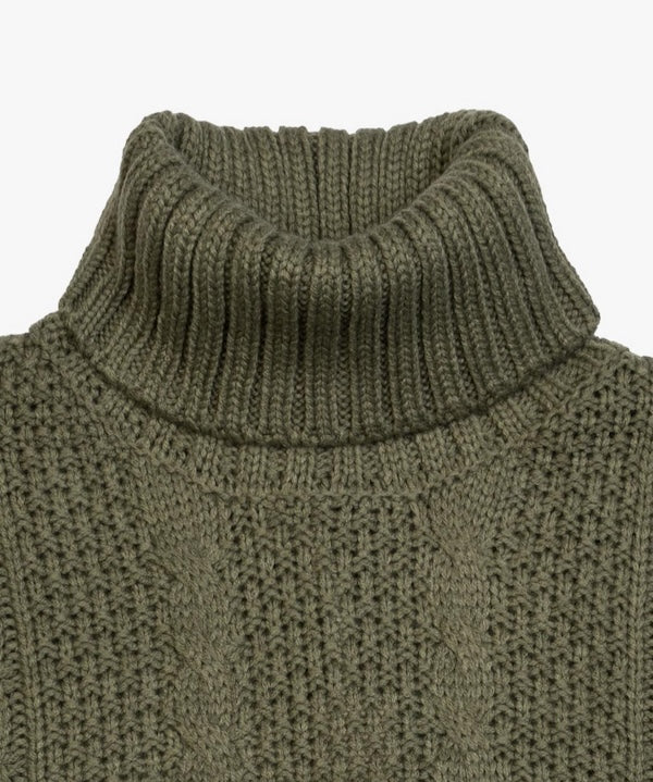 SOLO TG. L - Maglione Collo Alto Tessuto INVERNALE TRECCIA - GIANNI LUPO - Col. SALVIA - BW793