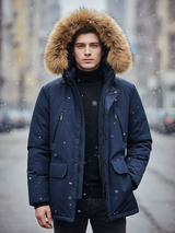 HèSKIMO Giubbotto Uomo 3/4 Parka con Orsetto interno, -15Gradi Thermo Insulation System - Blu HE9440036