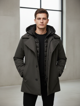 HèSKIMO Giubbotto Uomo 3/4 Parka in VERA PIUMA , -15Gradi Thermo Insulation System - Marrone HE9440010