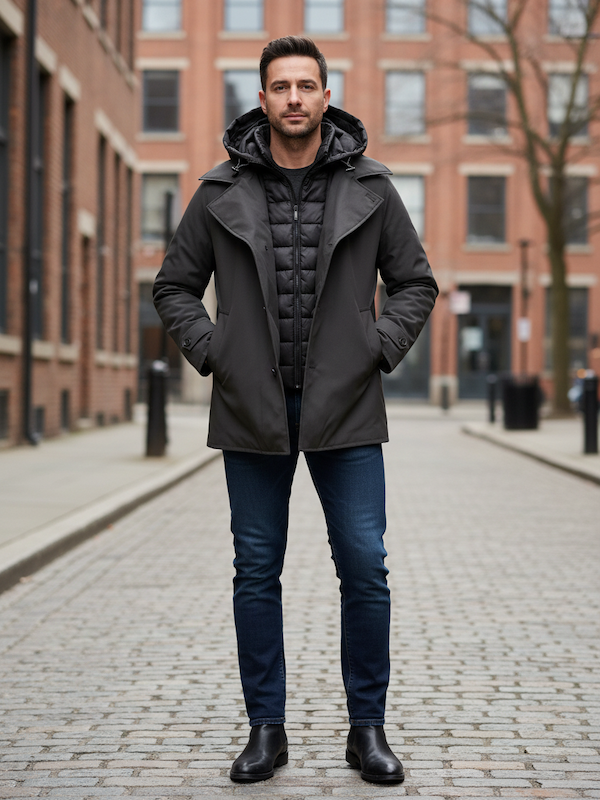 HèSKIMO Giubbotto Uomo 3/4 Parka in VERA PIUMA , -15Gradi Thermo Insulation System - Marrone HE9440010