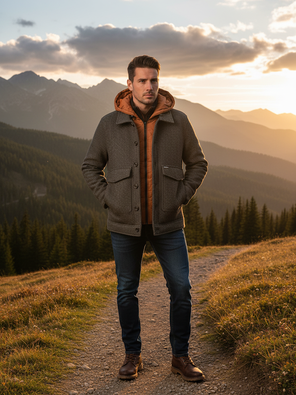 SOLO TG. M - GIANNI LUPO Giubbotto Uomo con Paravento staccabile e Cappuccio , Tessuto a Lisca Caldo