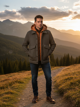 SOLO TG. M - GIANNI LUPO Giubbotto Uomo con Paravento staccabile e Cappuccio , Tessuto a Lisca Caldo