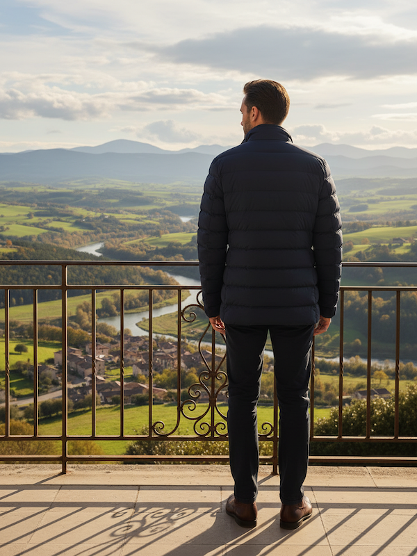 SOLO TG. 46 - SEVENTY Giubbotto Uomo con antivento Staccabile in VERA PIUMA - Blu