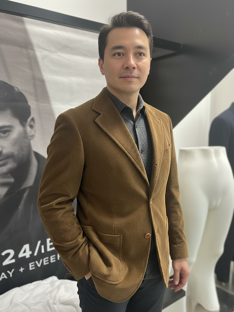 Giacca Blazer Uomo In Velluto con Toppa - Colore Cammello