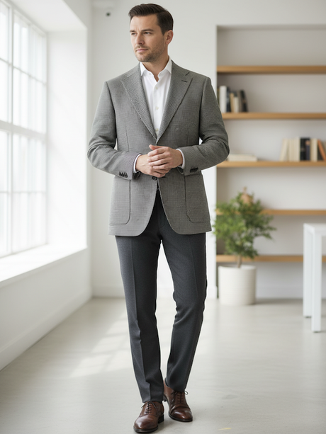 Giacca Blazer Uomo 100% LANA Invernale FG - Colore Nero e Grigio