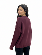 Maglia Over Costine Fin.7 - GRIFFAI DGF5580 - Col. Bordeaux Melanzana