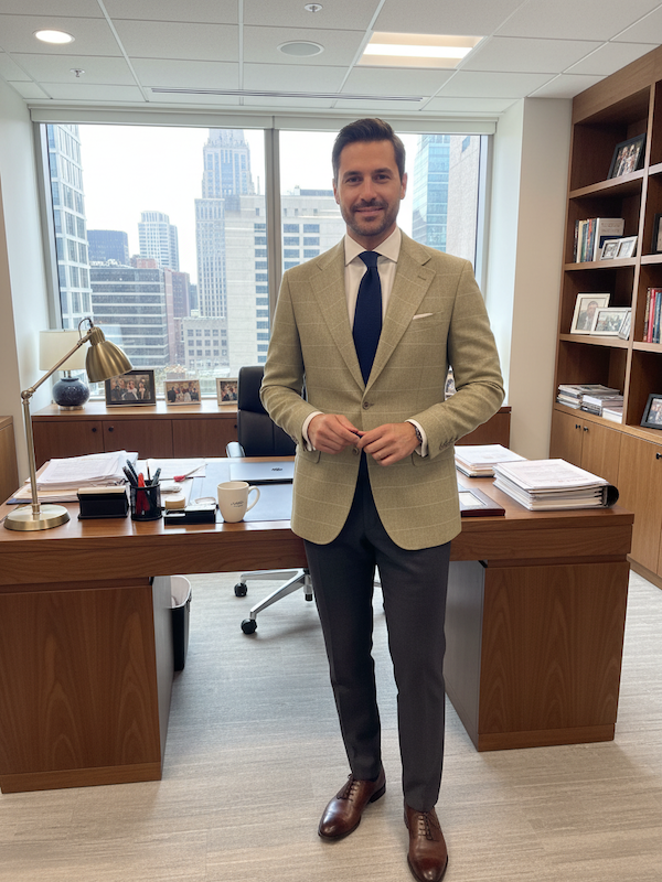 Giacca Blazer Uomo In Lana Invernale - Colore Beige a Check 3 bottoni