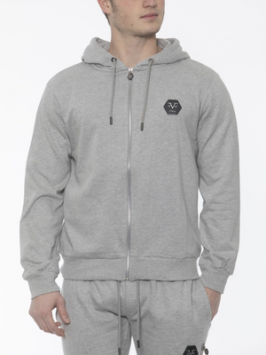 SOLO TG L , XXL - 19v69 Italia - Felpa Zip Con Cappuccio Grigio