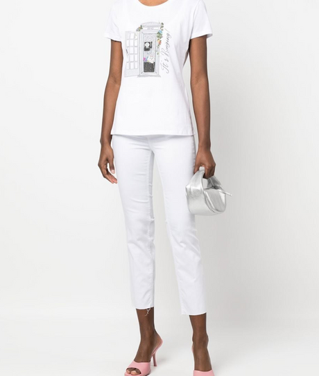 SOLO TG . 31 - Liujo Pantalone - Wa3232 T7144  - Bianco con Bottoni a Vista