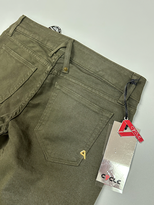 SOLO TG 30  - Cycle Pantalone Jeans Cotone - Mod. Vita Alta Skinny - Verde Militare