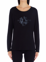 SOLO TG. S e L - LiuJo Sport - T-shirt in jersey di cotone - Art: TF3287 J6040 - Col. Nero/flower