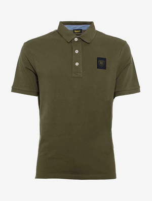 SOLO TG. S, M  Blauer Polo in Jersey di Cotone - Verde Militare
