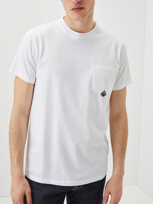 T-Shirt RoyRoger's Pocket Man Heavy Jersey Cotone - New - Bianco