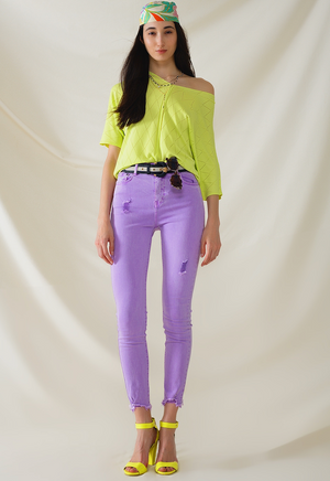T-Shirt a maniche corte Coprent - Color lime con motivo argyle Q2