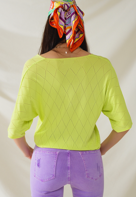 T-Shirt a maniche corte Coprent - Color lime con motivo argyle Q2