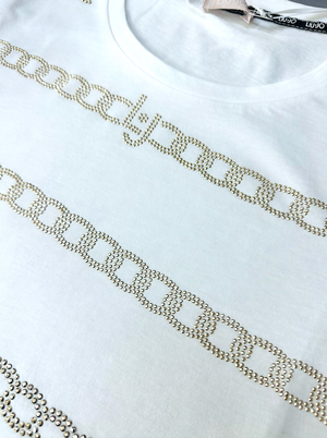LiuJo T-Shirt - TA4197 J6040 - Bianca e Oro