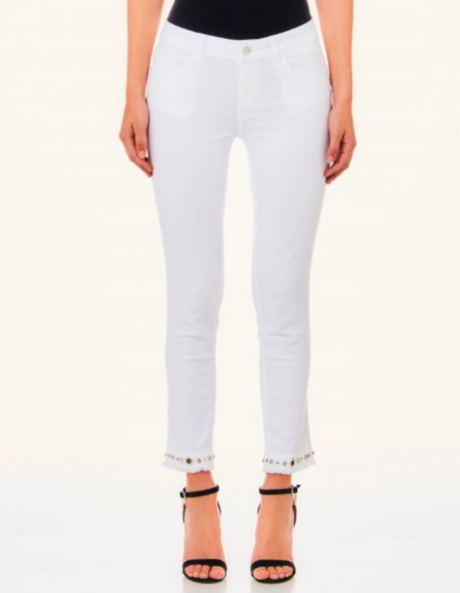 SOLO TG.26,27, 28 - LiuJo - Jeans bottom up con applicazioni - MA4277 T4033  - Bianco