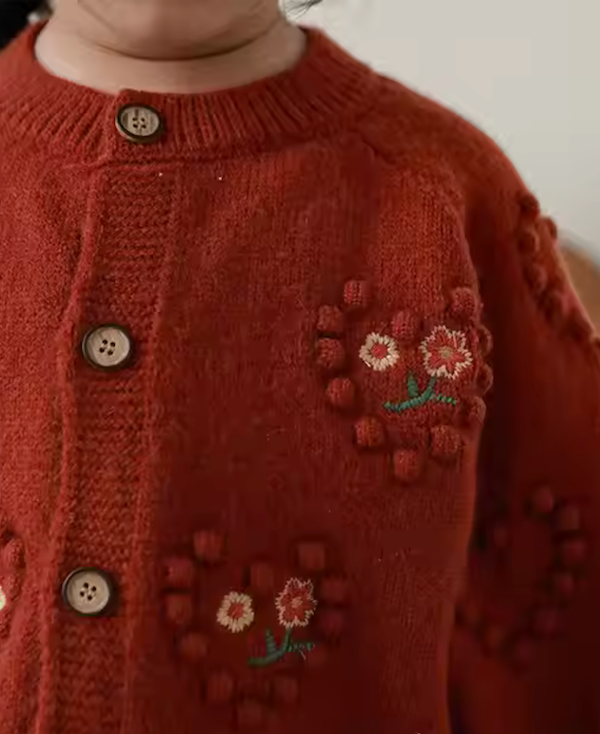 BIMBA - Cardigan Bambina Lavorato Caldo e Morbido Con Applicazioni