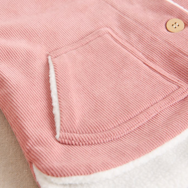BIMBA - Cappotto per neonata in micro velluto a coste rosa trench