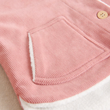 BIMBA - Cappotto per neonata in micro velluto a coste rosa trench