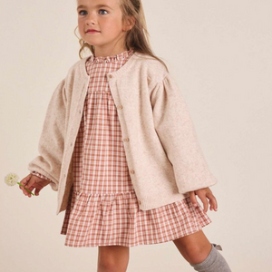 BIMBA - Cardigan beige in maglia con bottoni in legno per bambina