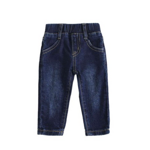 BIMBO/A - Pantalone lungo baby in denim sfrangiato con elastico