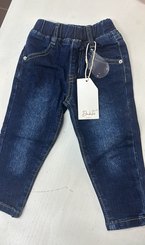 BIMBO/A - Pantalone lungo baby in denim sfrangiato con elastico