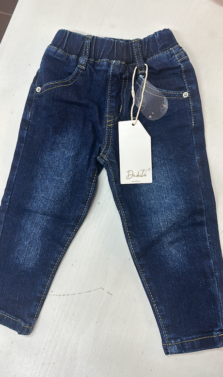 BIMBO/A - Pantalone lungo baby in denim sfrangiato con elastico