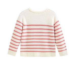 BIMBA - Maglia bianca con righe rosa cipria