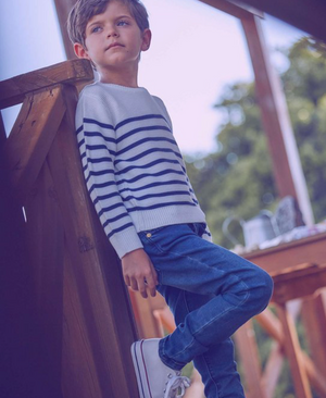 BIMBO - Maglia bianca con righe Blu