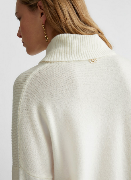 SOLO TG. S LiuJo - art: WF4434 10701  - Maglia Donna LIU JO Dolcevita 100% LANA Collo Alto PANNA