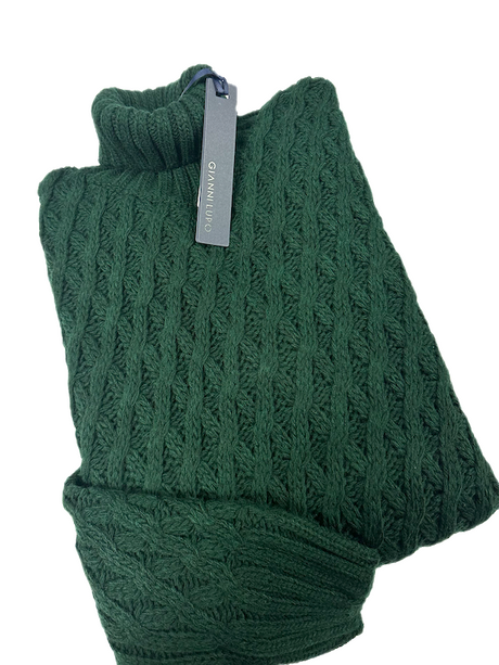 SOLO tg. XXL - Maglione Collo Alto Lavorato INVERNALE - GIANNI LUPO - Col. Verde Scuro