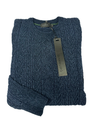 SOLO TG. L - Maglia Girocollo Tessuto Lavorato in Ciniglia INVERNALE - GIANNI LUPO - Col. BLU