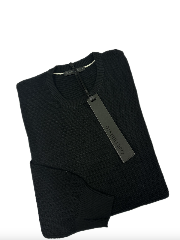 Maglia Girocollo Tessuto Lavorato - GIANNI LUPO - Col. Nero