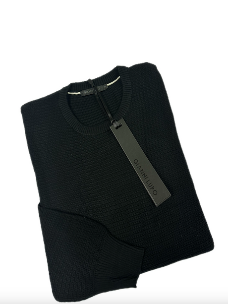 Maglia Girocollo Tessuto Lavorato - GIANNI LUPO - Col. Nero
