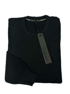 Maglia Girocollo Tessuto Lavorato - GIANNI LUPO - Col. Nero