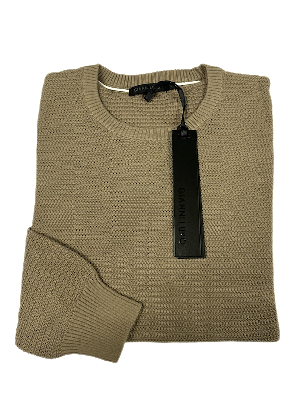 SOLO TG . 3XL - Maglia Girocollo Tessuto Lavorato - GIANNI LUPO - Col. Camel