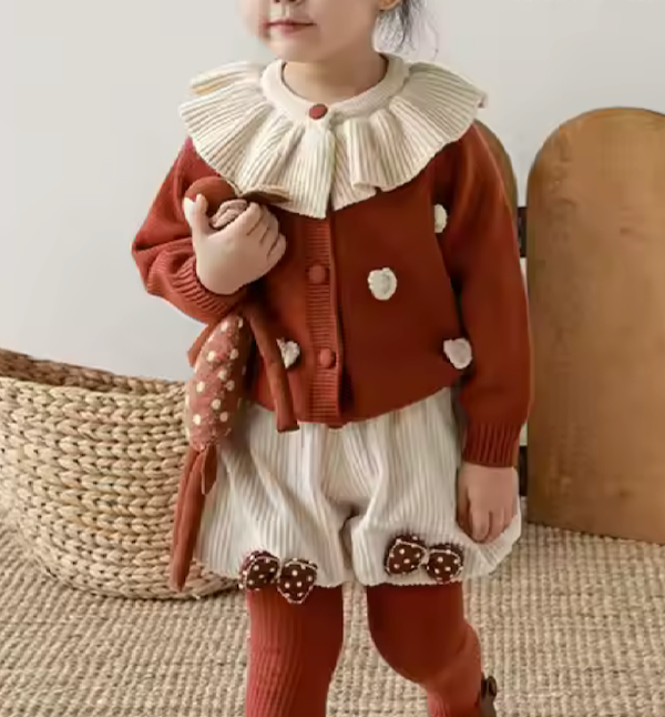 BIMBA - Cardigan Bambina Lavorato Caldo e Morbido Con Applicazioni