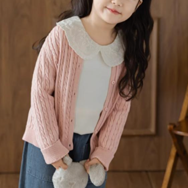 BIMBA - Cardigan Bambina Lavorato a Treccia - Rosa