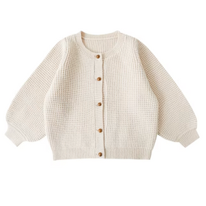 BIMBA - Cardigan Bambina Lavorato con Bottoni Rivestiti - Panna