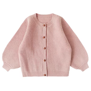 BIMBA - Cardigan Bambina Lavorato con Bottoni Rivestiti - Rosa