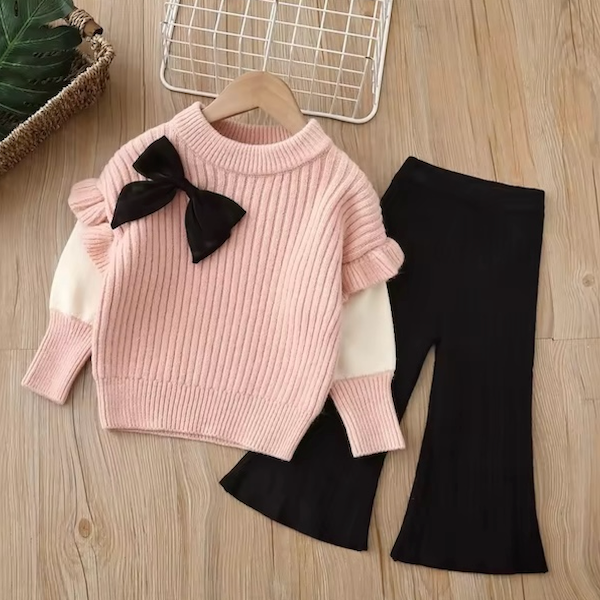 BIMBA - Completo Maglione + Pantalone Zampetta Caldo e Morbido