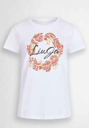 SOLO TG. S,L,XL LiuJo T-shirt con stampa floreale - WA5240JS923 - Bianca - New
