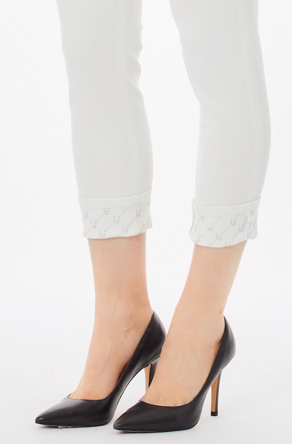 SOLO TG 32 LiuJo Jeans Ua5006 T2594 - Vita Regolare Panna Ricamo Brillantini - New